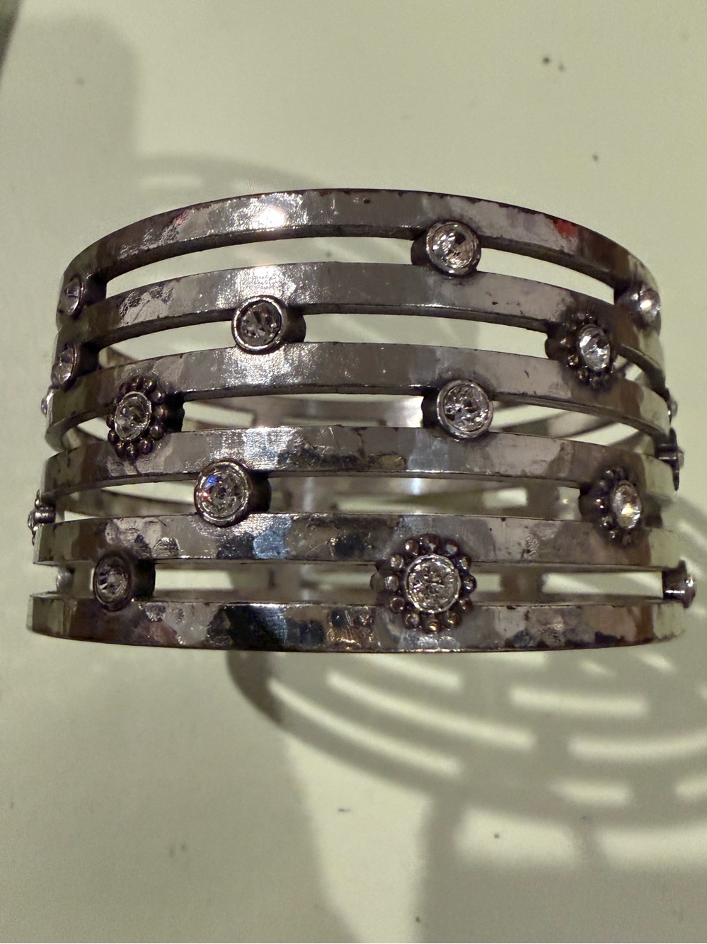 Silver-Tone Rhinestone Cutout Cuff Bracelet by Brighton - Picture 5 of 6
